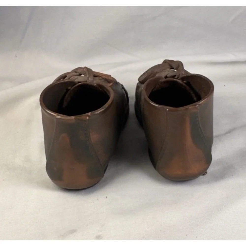Antique Leather Baby Moccasins Vintage Infant Soft Toe Stitched Booties 4.5